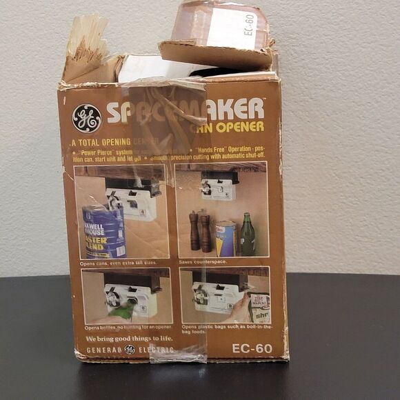 Vintage GE Spacemaker Electric‎ Can Opener / Bag Opener White EC-60 NOS READ - Picture 1 of 12